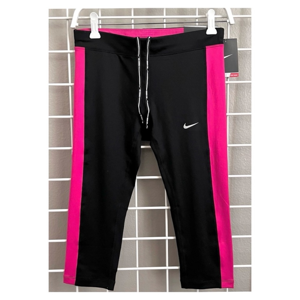 Nike Womens Run Capri Legging Dri Fit Black Pink
